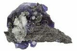Deep Purple Fluorite Crystals with Quartz - China #122012-2